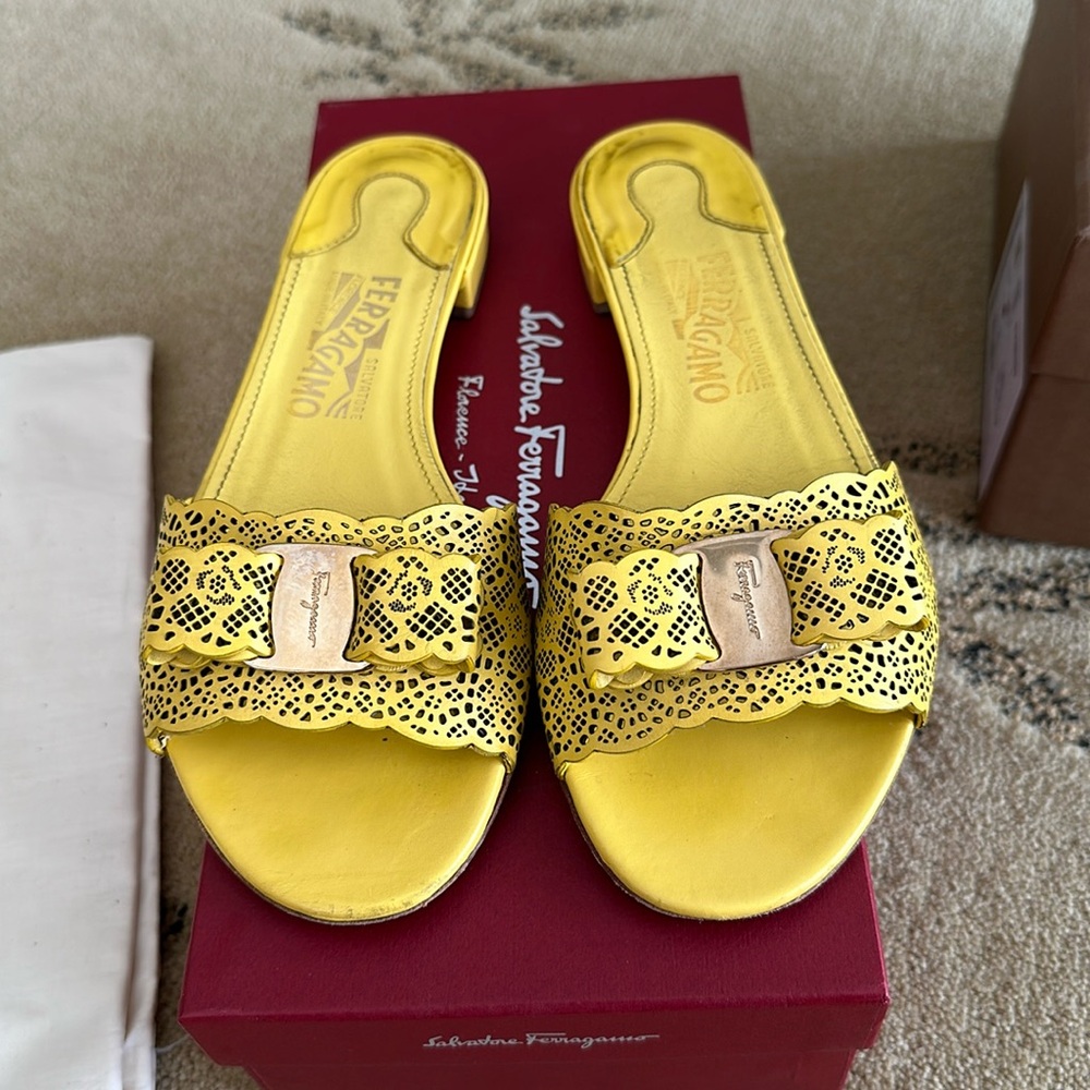 Ferragamo Laser Cut Bow Sandals